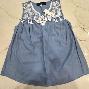 Blue Rain Light Blue Top with White Detailing